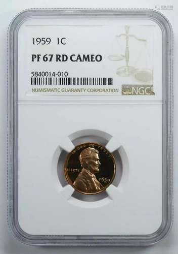 1959 PROOF LINCOLN MEMORIAL CENT PENNY 1C NGC CERTIFIED PF 6...