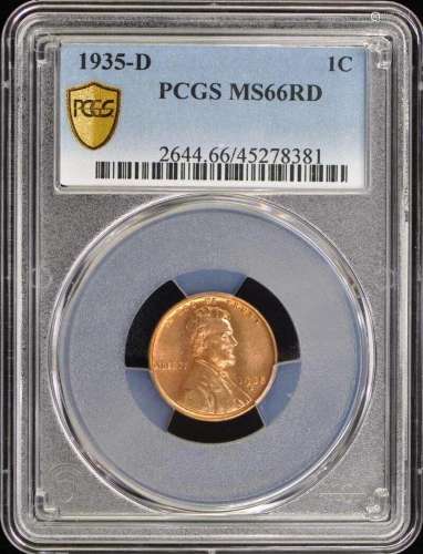 1935-D 1C Lincoln Cent - Type 1 Wheat Reverse PCGS MS66RD