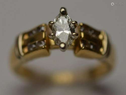 14k Yellow Gold Marquise Diamond Ring 0.50ct TCW SI Clarity ...