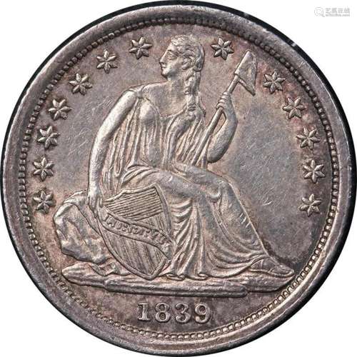 1839-P Seated Liberty Dime 'No Drapery' Choice AU/BU...