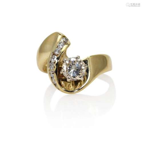 14K Yellow Gold Diamond Ring 0.60ct RBC 4.6gr