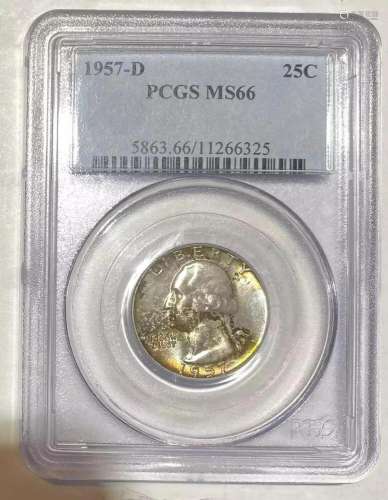 1957 D PCGS MS-66 Quarter Dollars