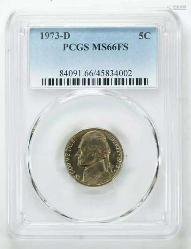 1973 D JEFFERSON NICKEL 5C PCGS MS 66 FS MINT STATE UNC - FU...