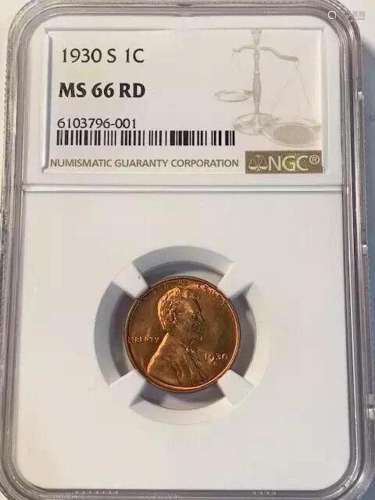 1930 S Lincoln Wheat Cent NGC MS-66 RD