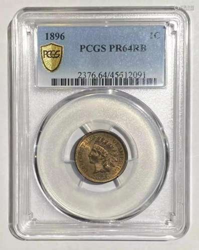 1896 P Small Cent Indian Head Penny PCGS PR-64 RB