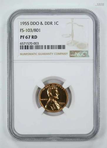 1955 PROOF DDO & DDR LINCOLN WHEAT CENT 1C NGC PF 67 RD ...