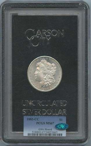 1883-CC Morgan Dollar GSA HOARD S$1 PCGS MS67 CAC