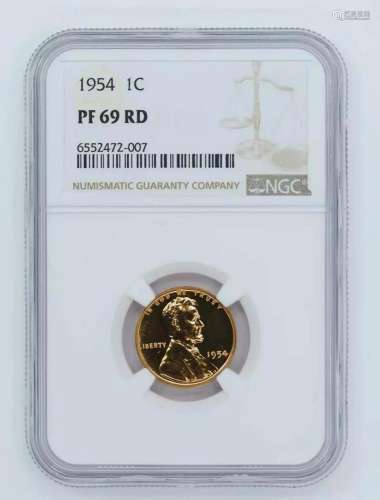 1954 PROOF LINCOLN WHEAT CENT PENNY 1C NGC CERTIFIED PF 69 R...
