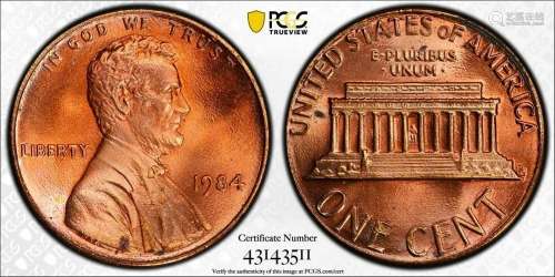 1984 DDO LINCOLN MEMORIAL CENT PENNY 1C PCGS MS 66 RED MINT ...