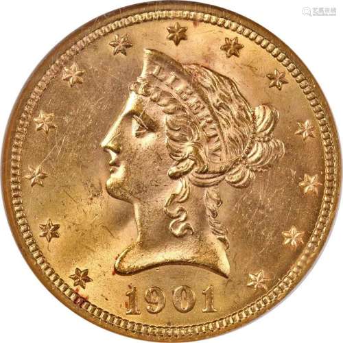 1901-P Liberty Gold $10 NGC MS64 Superb Eye Appeal Strong St...