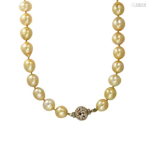 Pearls Necklace Golden South Sea Baroque 34 inch