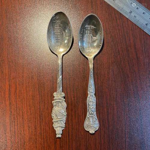 Set of 2 Iowa Souvenir Sterling Silver Spoons Stamped 1.12 T...