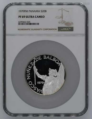 1979 FM PROOF PANAMA SILVER BALBOAS S20B NGC CERTIFIED PF 69...