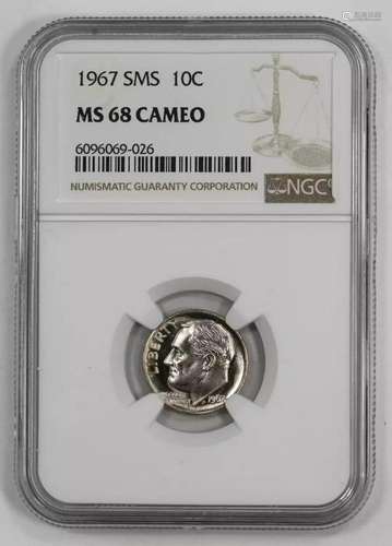 1967 SMS ROOSEVELT DIME 10C NGC CERTIFIED MS 68 MINT STATE U...