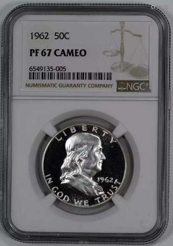 1962 PROOF FRANKLIN HALF DOLLAR 50C NGC CERTIFIED PF 67 PROO...