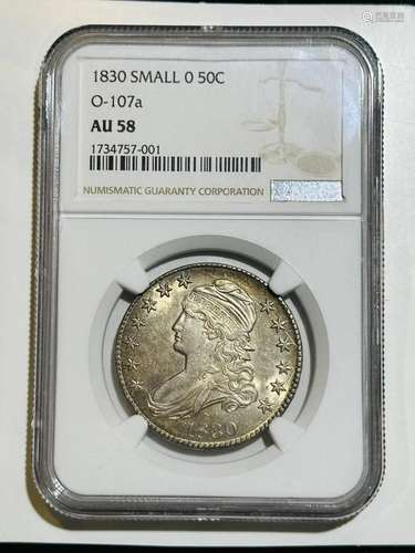 1830 P Half Dollar Capped Bust NGC AU-58 Small O-107a