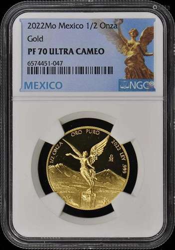 2022 Mo Mexico 1/2 Onza Gold Libertad NGC PF70