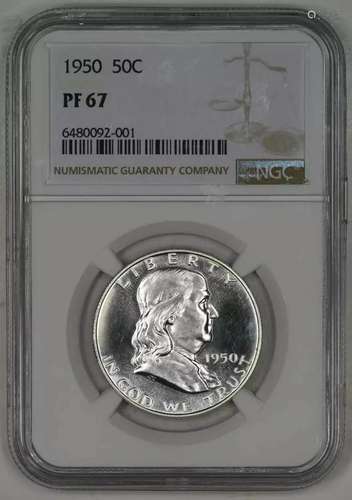 1950 PROOF FRANKLIN HALF DOLLAR 50C NGC CERTIFIED PF 67 PROO...