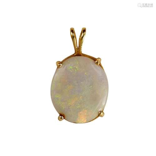 14K Yellow Gold Opal Pendant 1.8g