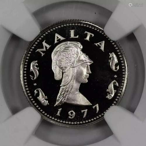 1977 FM PROOF MALTA PENTHESILEA QUEEN OF AMAZONS 2C NGC PF 7...