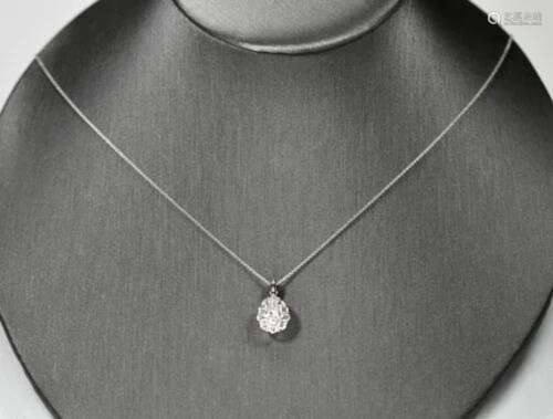 Platinum .900 Necklace & Diamond Pendant 1.02TDW 3.5g Ex...
