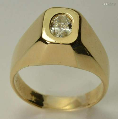 18k Yellow Gold Oval Diamond Ring 0.50ct I Color VS Clarity ...