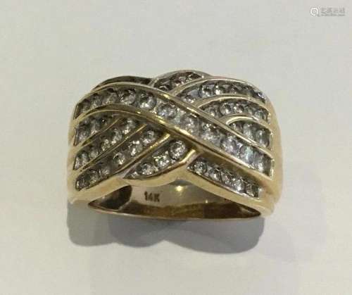 14k Yellow Gold Womens Diamond Ring 1.0 TCW - Size 7.5