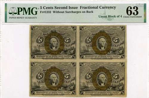 Second Issue 5 Cents Fractional Without Surcharges Block of ...