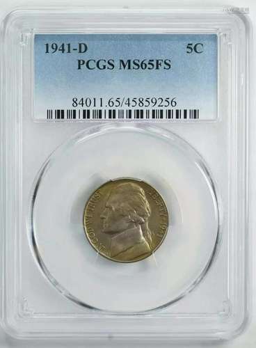 1941 D JEFFERSON NICKEL 5C PCGS MS 65 FS MINT STATE UNC - FU...