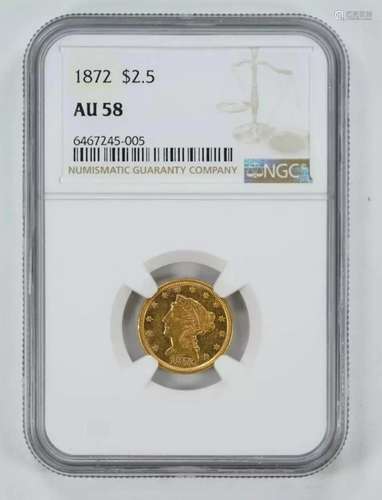 1872 LIBERTY HEAD G$2.5 GOLD QUARTER EAGLE NGC CERTIFIED AU ...