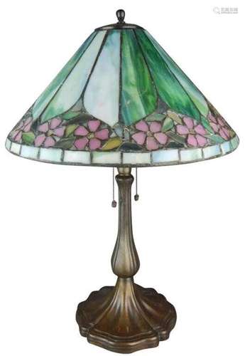 Antique Unique Leaded Lamp Handel Base Circa 1920