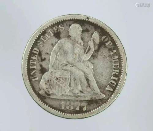 1877 CC SEATED LIBERTY DIME 10C SILVER VF VERY FINE DETAILS ...