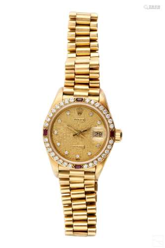 Rolex 18K Gold Diamond and Ruby Presidential Watch