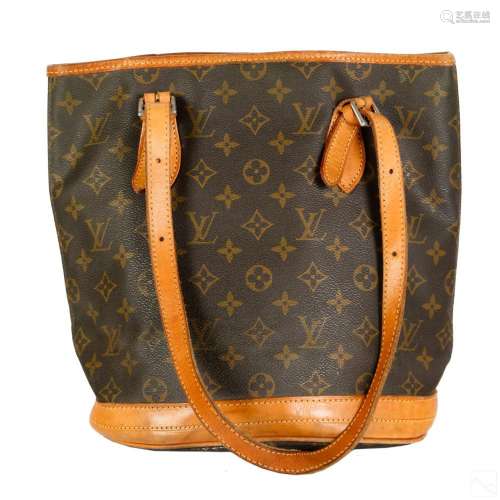 Louis Vuitton Designer Brown Bucket Handbag Purse