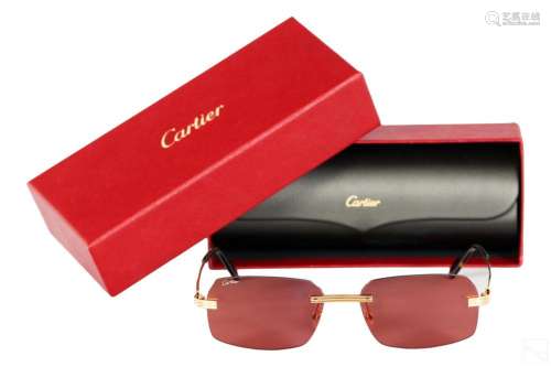 Cartier French Designer Rimless Zeiss Sunglasses