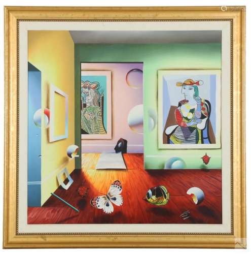 Ferjo b.1946 Homage to Picasso Surrealist Painting