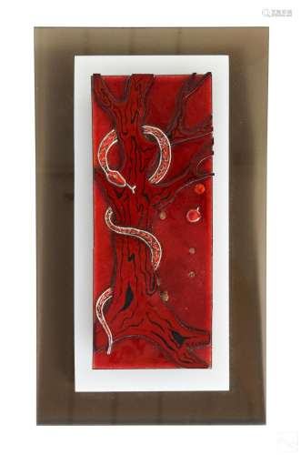 Rosemary Combs 1914-1997 Enamel Copper Snake Panel