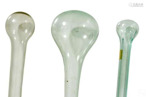 20C. Hollow Art Glass Walking Stick Cane 3pc LOT