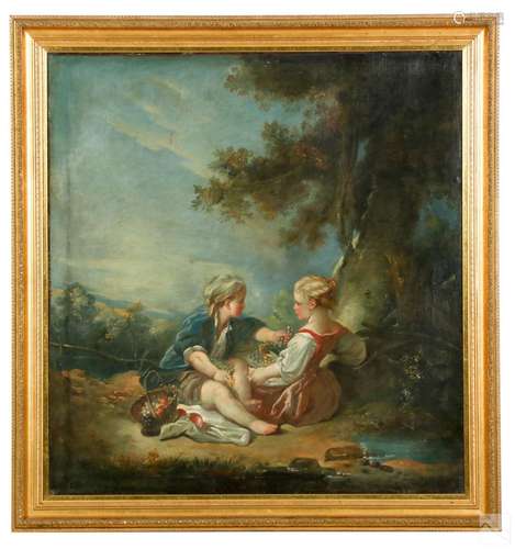 Figural Landscape Painting Manner Francois Boucher