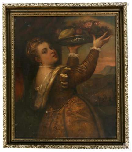 Figural Oil Painting after Titian Lavinia as Flora