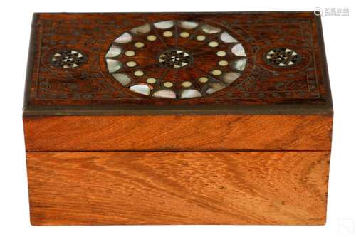 Anglo Indian Wood Metal Mother of Pearl Inlaid Box