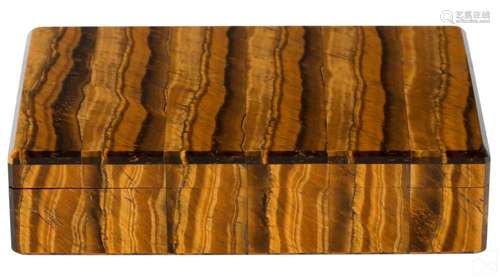 Italian Modern Tigers Eye Jasper Dresser Table Box