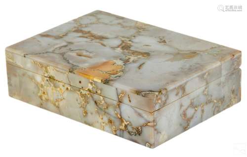 Natural White & Tan Agate Stone Vanity Dresser Box