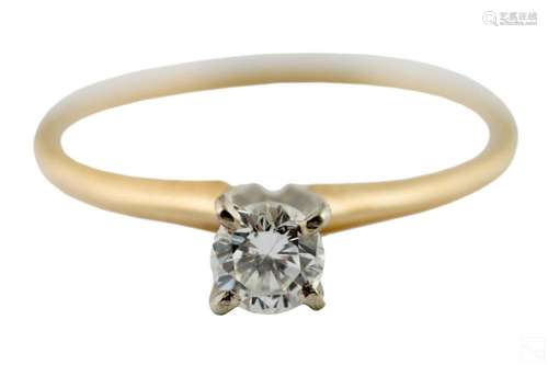 14K Gold Diamond Solitaire Engagement Ring Sz 6.75