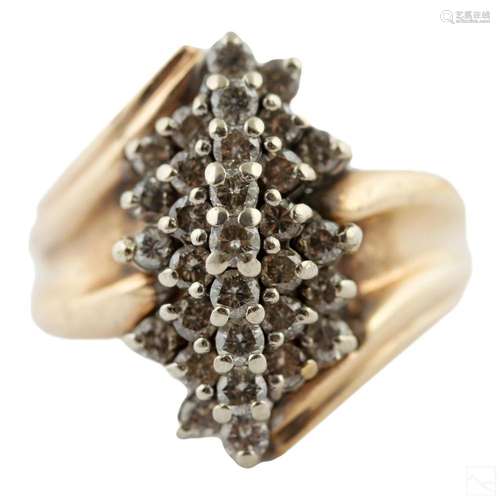 14K Gold 1 CTTW Diamond Waterfall Ring 7g. Sz 6.5