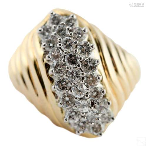 14K Gold Designer .75 CTTW Diamond Waterfall Ring