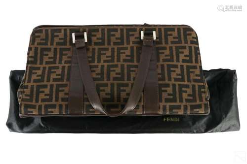 Fendi Zucca Monogram Triangle Tote Shoulder Bag