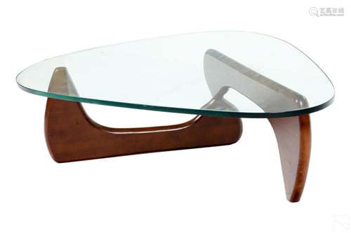 Modern Glass Wood Coffee Table after Isamu Noguchi