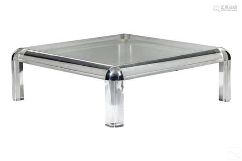 Lucite Chrome Coffee Table Style of Karl Springer