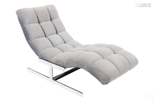 Milo Baughman Modernist Chrome Wave Chaise Lounge